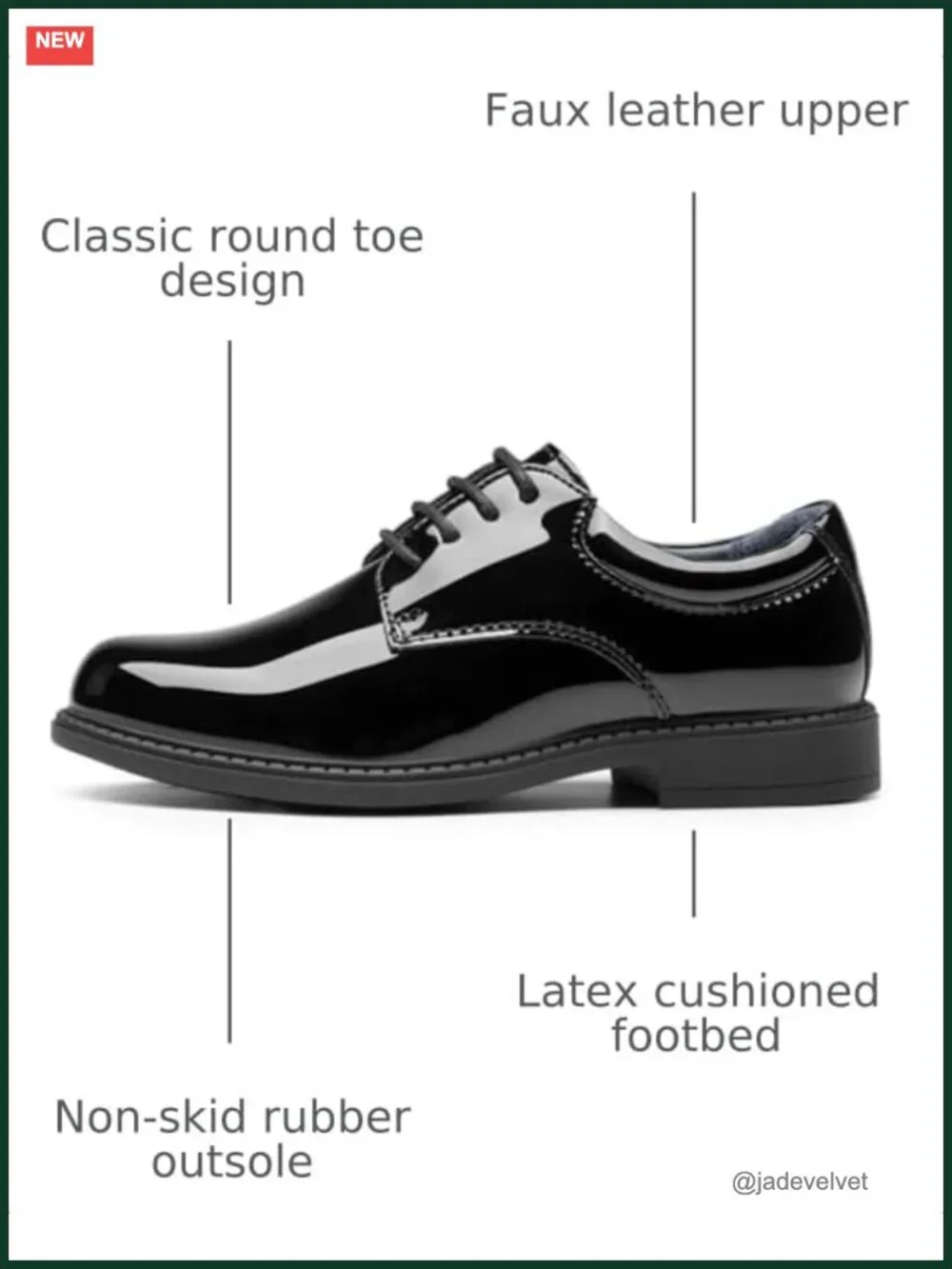 Boys Classic Oxfords Dress Shoes Lace-Up Memory Foam Insole TPR Outsole